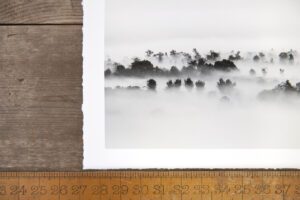 Corner of a Black and White Landscape image printed on Canson Rag Photographique with a white border and torn edge